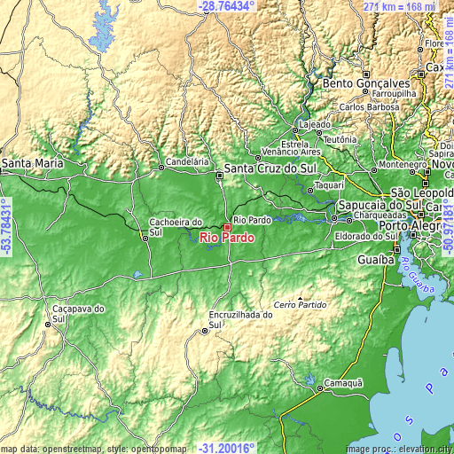 Topographic map of Rio Pardo