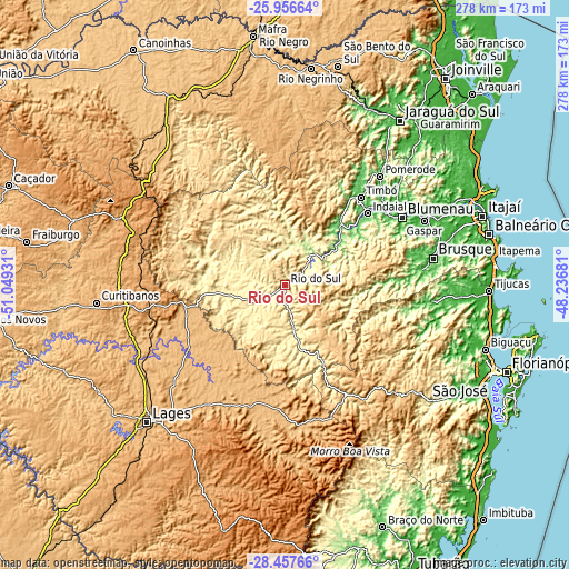 Topographic map of Rio do Sul