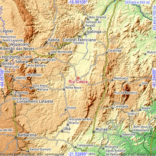 Topographic map of Rio Casca