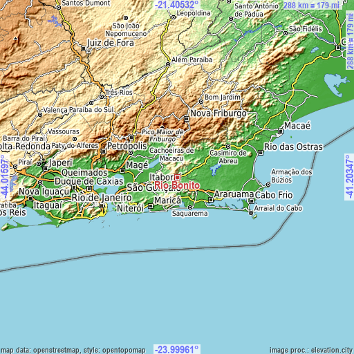 Topographic map of Rio Bonito