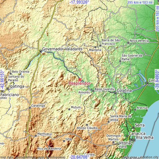 Topographic map of Resplendor