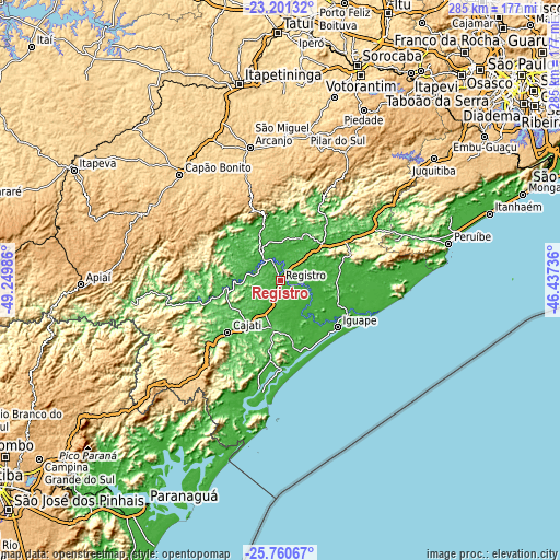 Topographic map of Registro