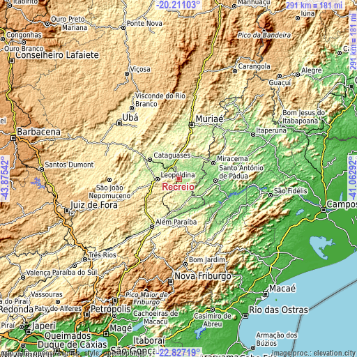 Topographic map of Recreio