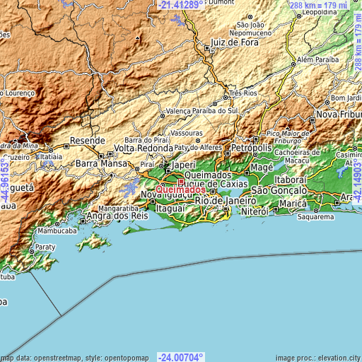 Topographic map of Queimados