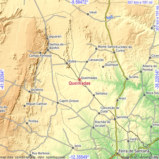 Topographic map of Queimadas