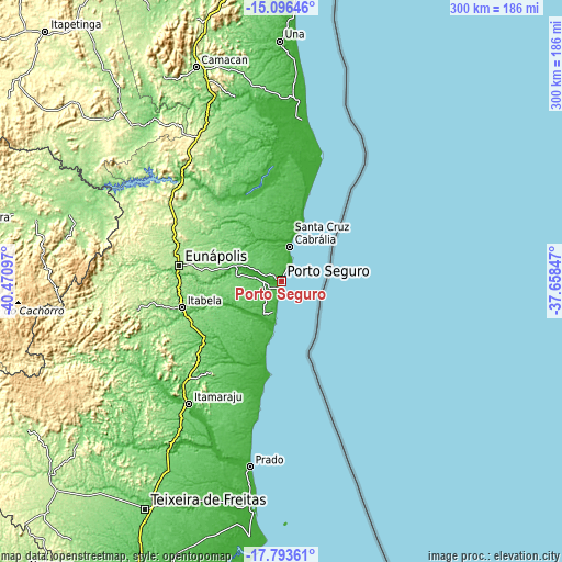 Topographic map of Porto Seguro
