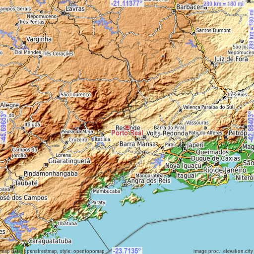 Topographic map of Porto Real