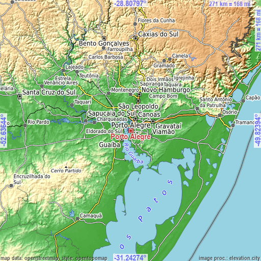 Topographic map of Porto Alegre