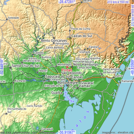 Topographic map of Portão