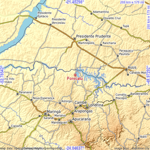 Topographic map of Porecatu