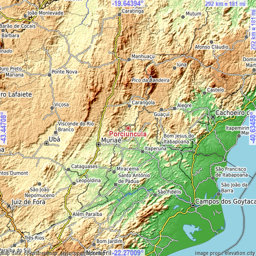 Topographic map of Porciúncula