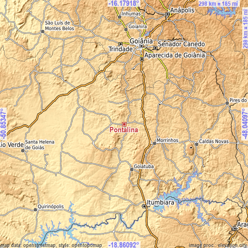 Topographic map of Pontalina