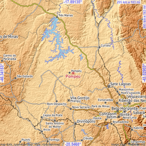 Topographic map of Pompéu