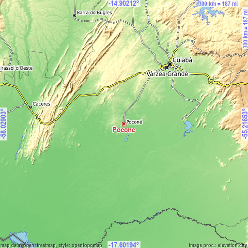 Topographic map of Poconé