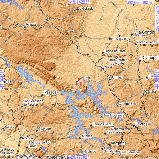 Topographic map of Piuí