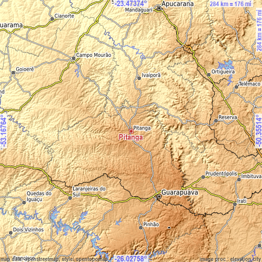 Topographic map of Pitanga