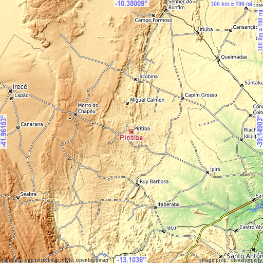 Topographic map of Piritiba