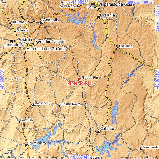 Topographic map of Pires do Rio