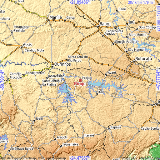 Topographic map of Piraju