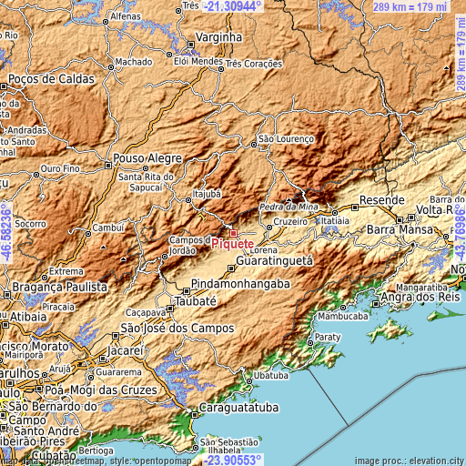 Topographic map of Piquete