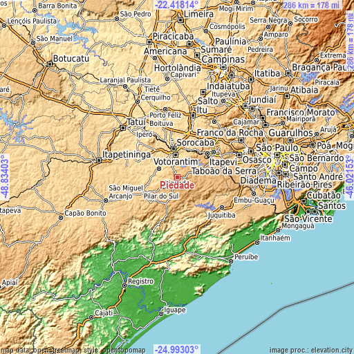Topographic map of Piedade