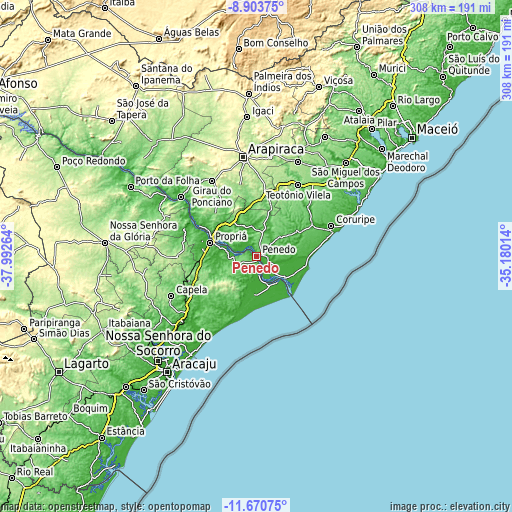 Topographic map of Penedo