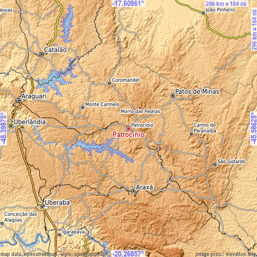 Topographic map of Patrocínio