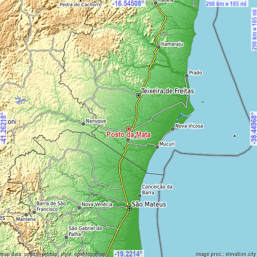 Topographic map of Posto da Mata