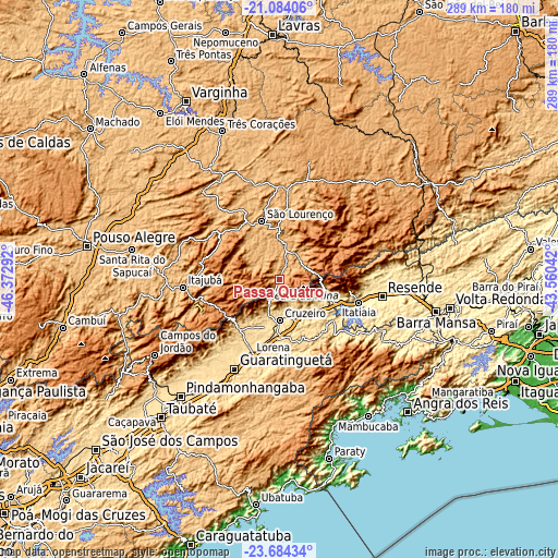 Topographic map of Passa Quatro