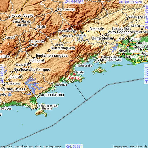 Topographic map of Paraty