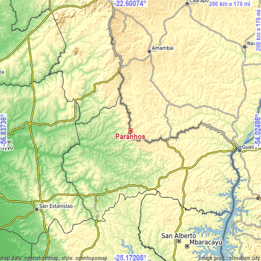 Topographic map of Paranhos