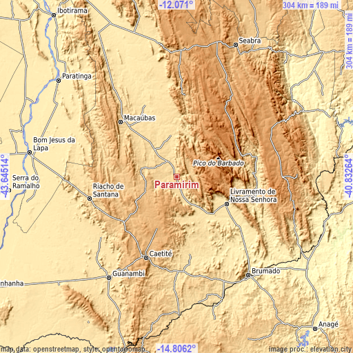 Topographic map of Paramirim