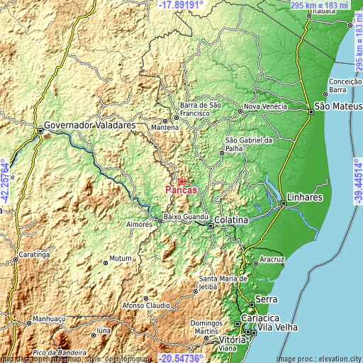 Topographic map of Pancas