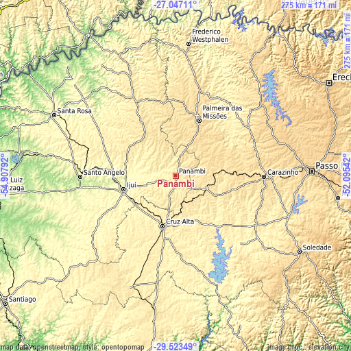Topographic map of Panambi
