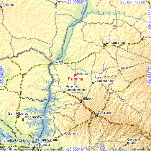 Topographic map of Palotina