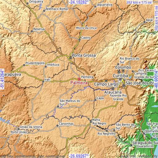 Topographic map of Palmeira