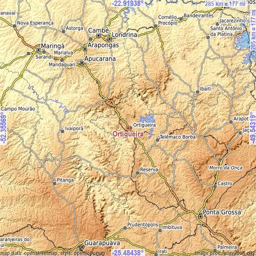 Topographic map of Ortigueira