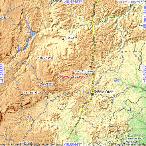 Topographic map of Novo Cruzeiro