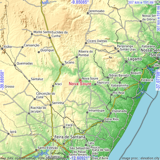 Topographic map of Nova Soure