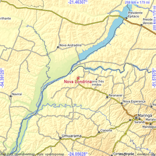 Topographic map of Nova Londrina