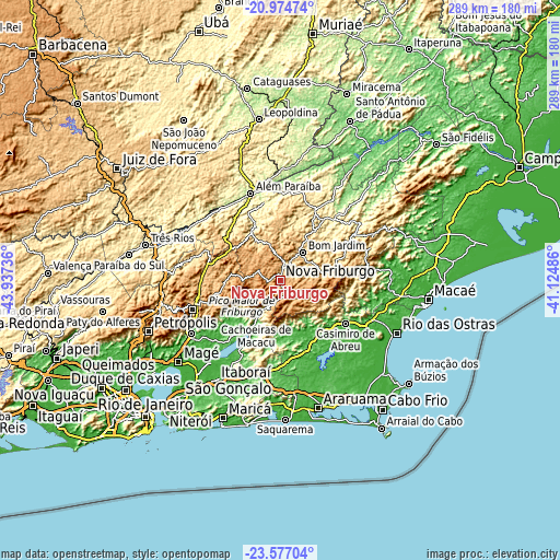 Topographic map of Nova Friburgo