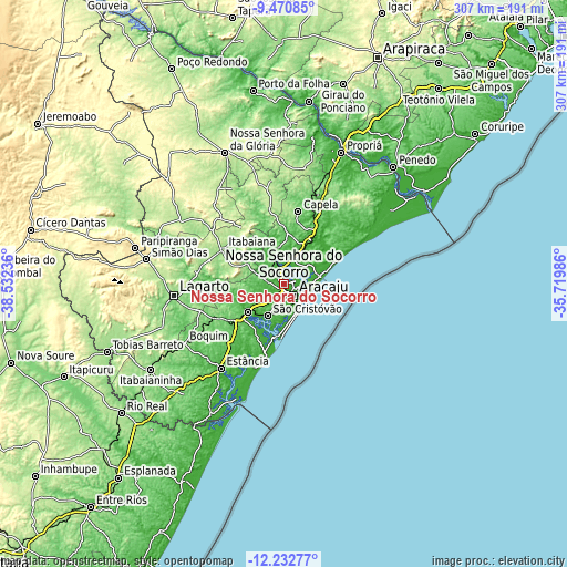 Topographic map of Nossa Senhora do Socorro