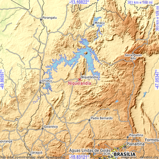 Topographic map of Niquelândia