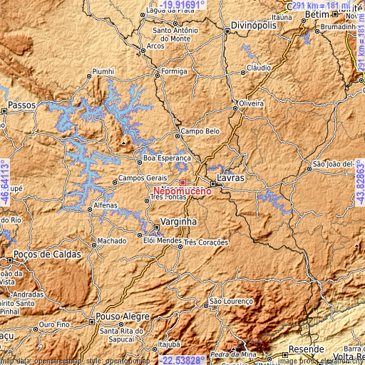 Topographic map of Nepomuceno