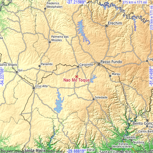 Topographic map of Não Me Toque