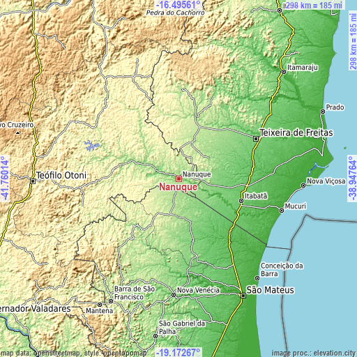Topographic map of Nanuque