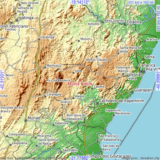 Topographic map of Muniz Freire