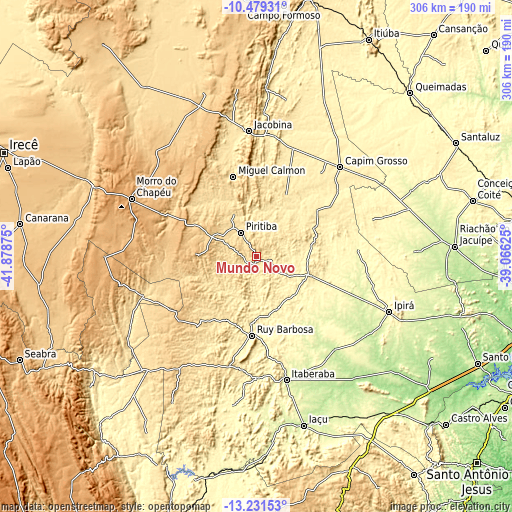 Topographic map of Mundo Novo