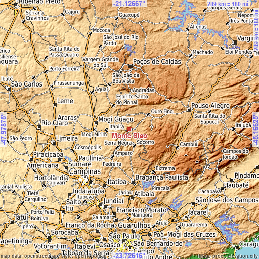 Topographic map of Monte Sião