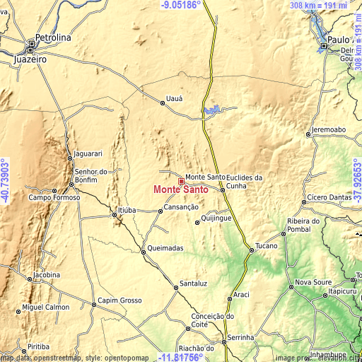 Topographic map of Monte Santo